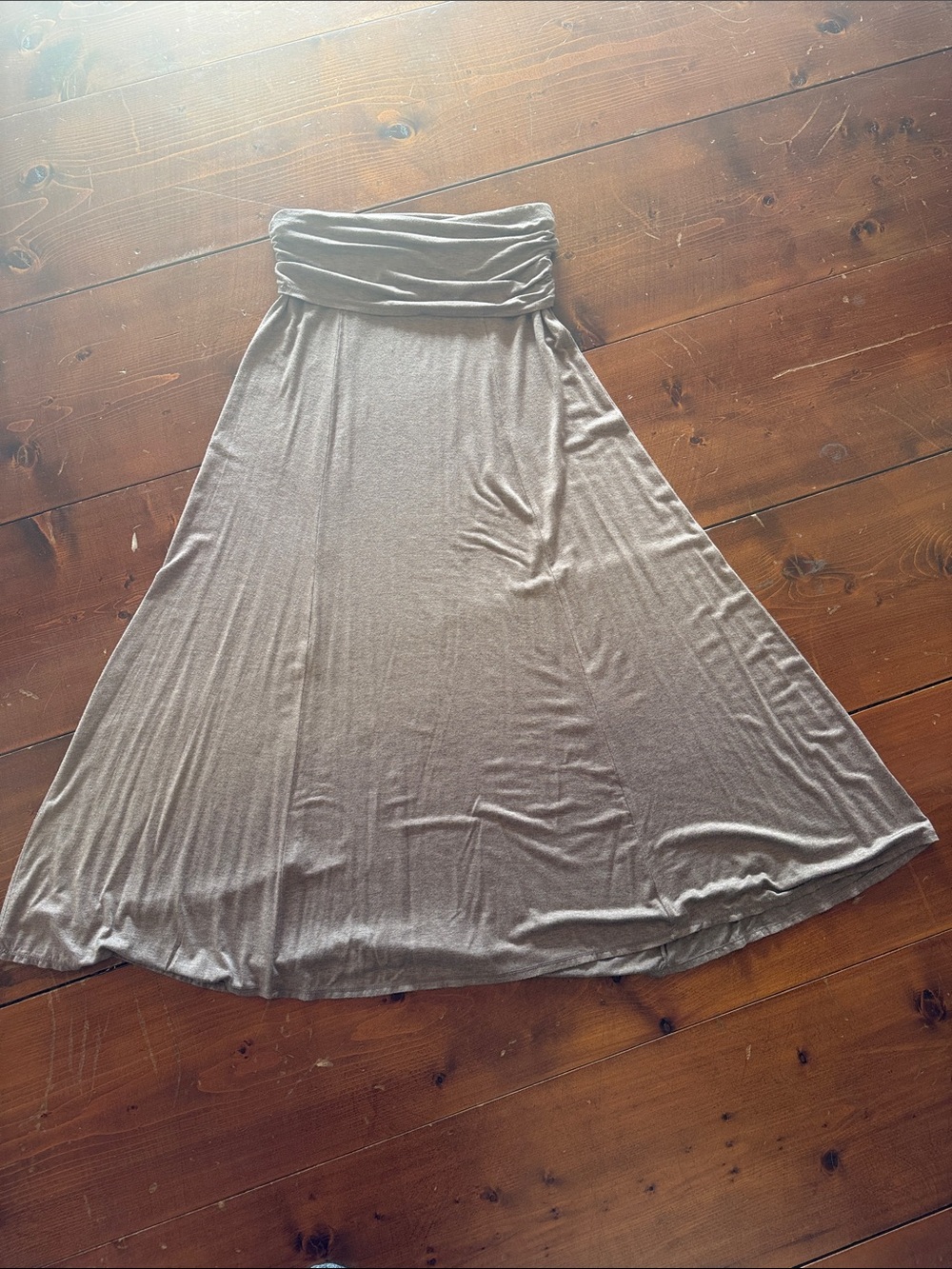 Max Studio Taupe Fold-Over Waist Maxi Skirt